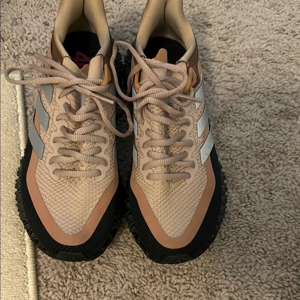 Adidas Tan and Black Sneakers with Suede Mesh Design
